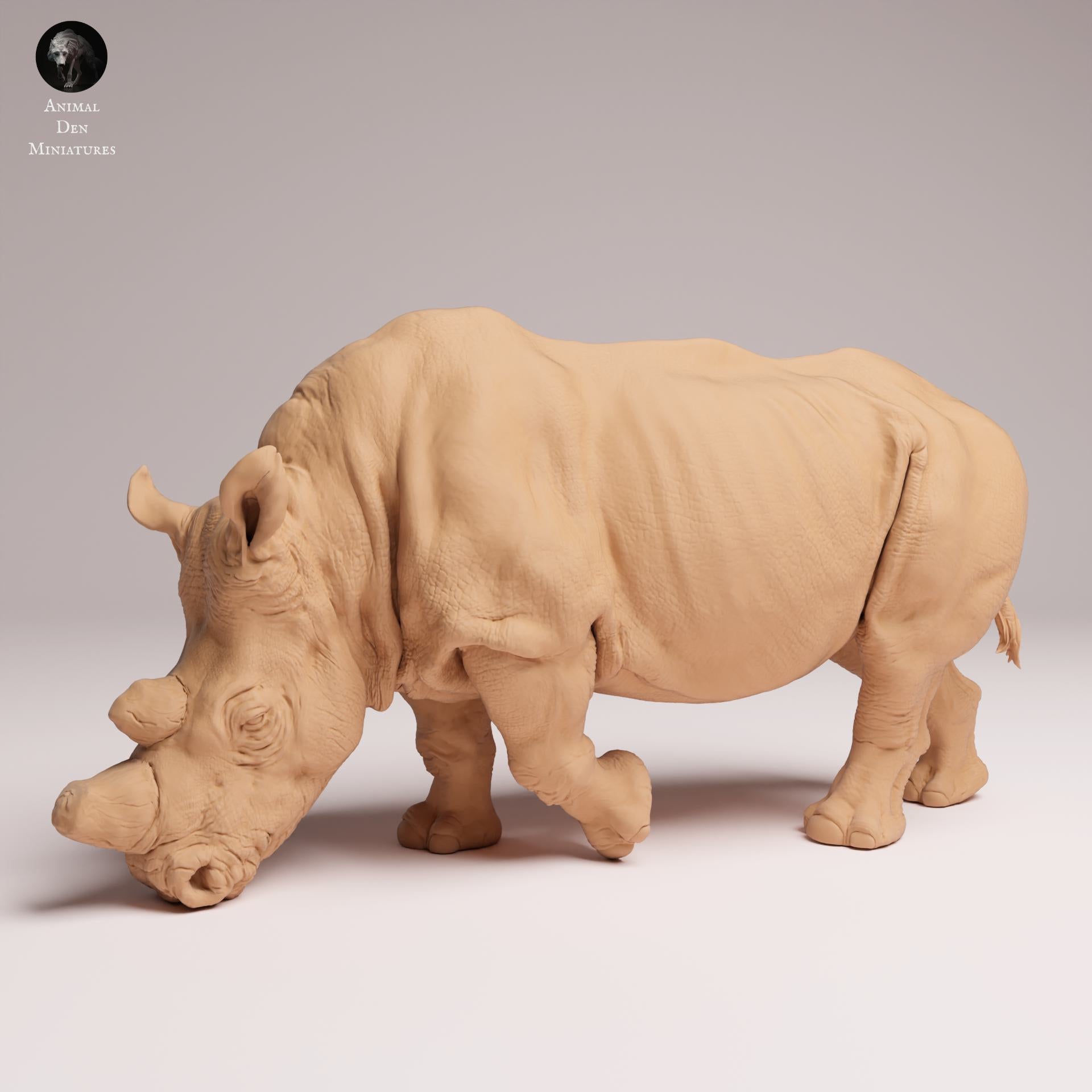 Produktfoto Tier Figur Diorama, Modellbau: 0: Wildtier Figur: fressendes Nördliches Weißes Nashorn – vorgefertigt (Ref 25_07_01)