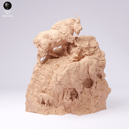 Zdjęcie produktu Figurki zwierzęcia Diorama, Modelarstwo: 0: Figurki dzikich zwierząt: Wspinająca się koza górska – Góry Skaliste (Ref 25_01_03)