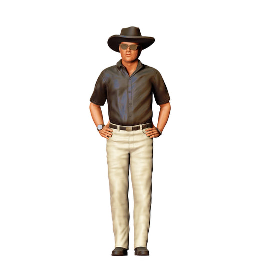 Diorama Modellbau Produktfoto 0: Cowboy mit Sonnenbrille und Hut – Figur mit Freizeithemd und heller Hose (Ref. Nr. 403)