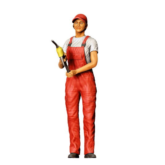 Diorama Modellbau Produktfoto 0: Tankwartin in Overall – Figur mit Zapfpistole und Kappe (Ref. Nr. 432)