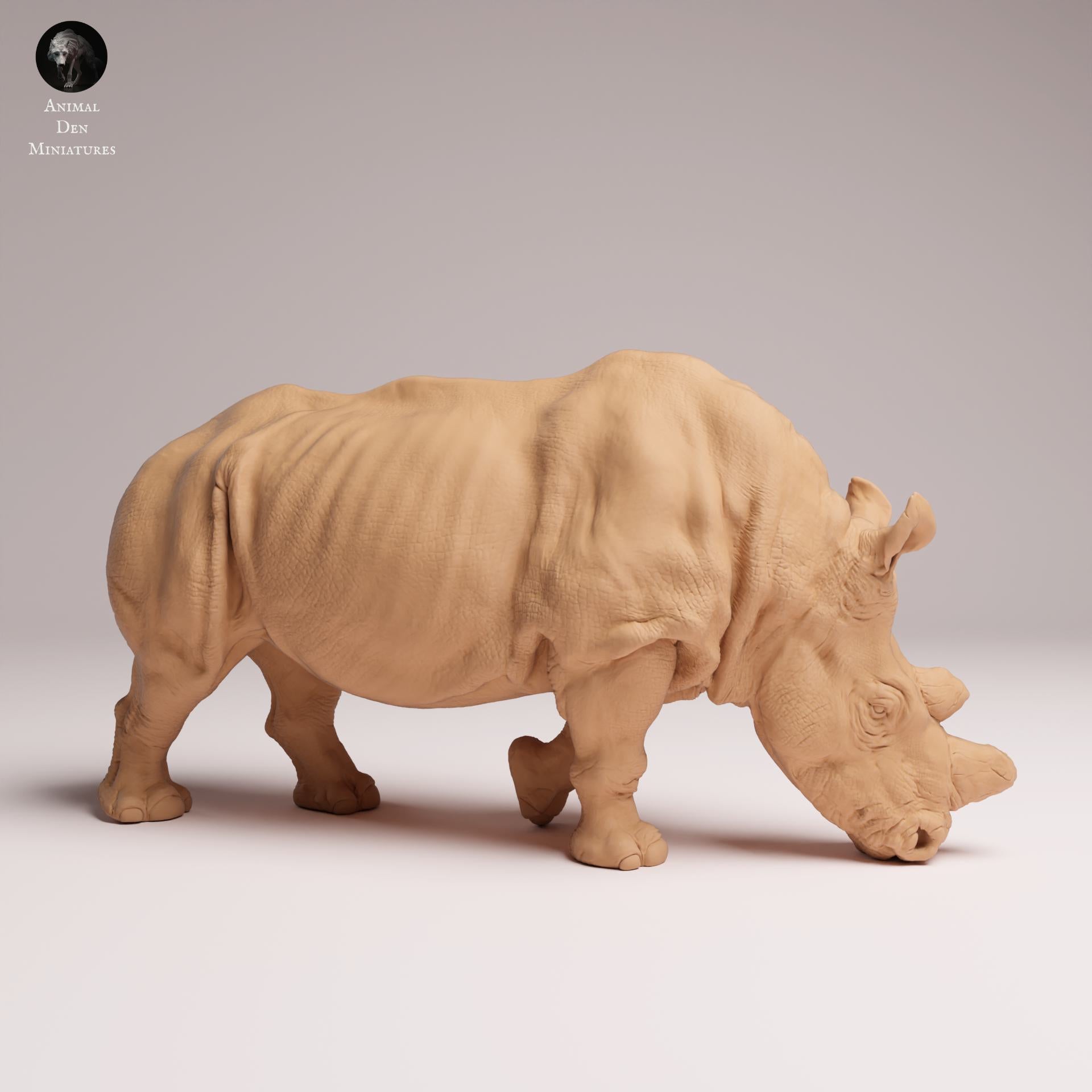 Produktfoto Tier Figur Diorama, Modellbau: 0: Wildtier Figur: fressendes Nördliches Weißes Nashorn – vorgefertigt (Ref 25_07_01)