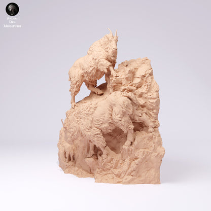 Zdjęcie produktu Figurki zwierzęcia Diorama, Modelarstwo: 0: Figurki dzikich zwierząt: Wspinająca się koza górska – Góry Skaliste (Ref 25_01_03)