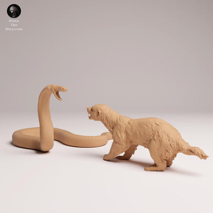 Produktová fotografie Zvířecí Figurky Diorama, Modelářství: 0: Divoká zvířata: Medvědí jezevec vs. Černá mamba – Souboj savany (Ref 25_08_08)