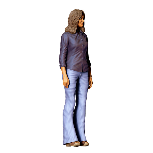 Diorama Modellbau Produktfoto 0: Stehende Frau in Freizeitkleidung – neutrale Pose mit langen Haaren (Ref. Nr. 400)