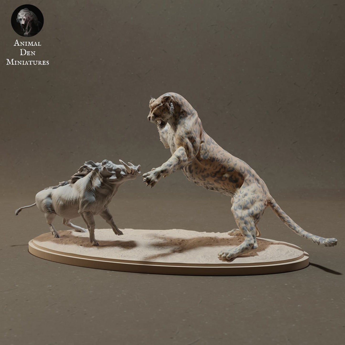 Produktfoto Tier Figur Diorama, Modellbau: 0: Wildtier Figur: Leopard jagt Warzenschwein – Tiere der Savanne (Ref 01_01_42)