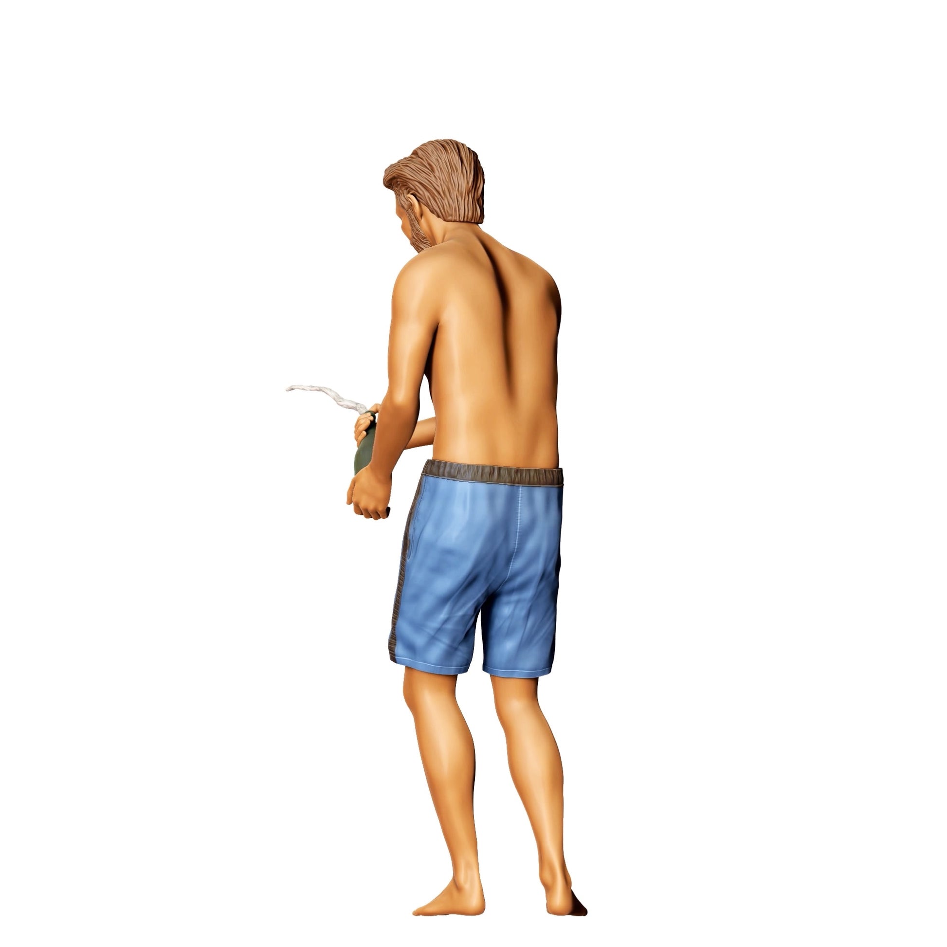 Diorama Modellbau Produktfoto 0: Pool Party Gäste - Mann mit Badehose und Sektflasche (Ref. Nr. 323)