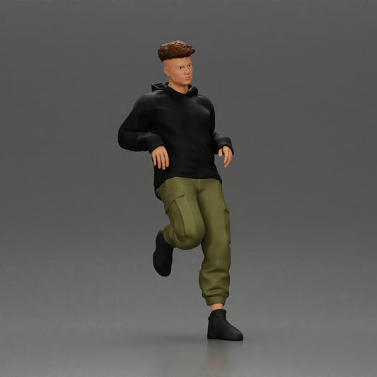 Diorama Modellbau Produktfoto 0: Miniaturfigur: Mann mit Kapuzenpullover & Cargohose, lässige Lehnpose (Ref Nr. A142)