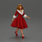 Diorama Modellbau Produktfoto 0: Diorama Figur: Miniaturfigur Frau im roten Kleid mit Pelzbesatz in schrittender Pose - Diorama (Ref Nr. A117)