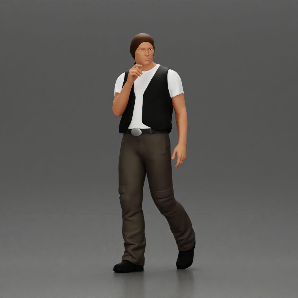 Διακοσμητικό μοντέλο φωτογραφία προϊόντος 0: Περπατώντας μινιατούρα, άνδρας με μαντήλι και γιλέκο για διακοσμητικά - λεπτομερές (Ref Nr. A65)