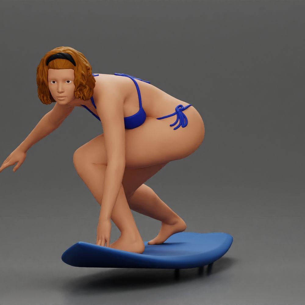 Imagem do produto de modelismo de diorama 0: Miniatura de diorama: Surfista de joelhos em biquíni na prancha de surf, individual (Ref Nr. A119)