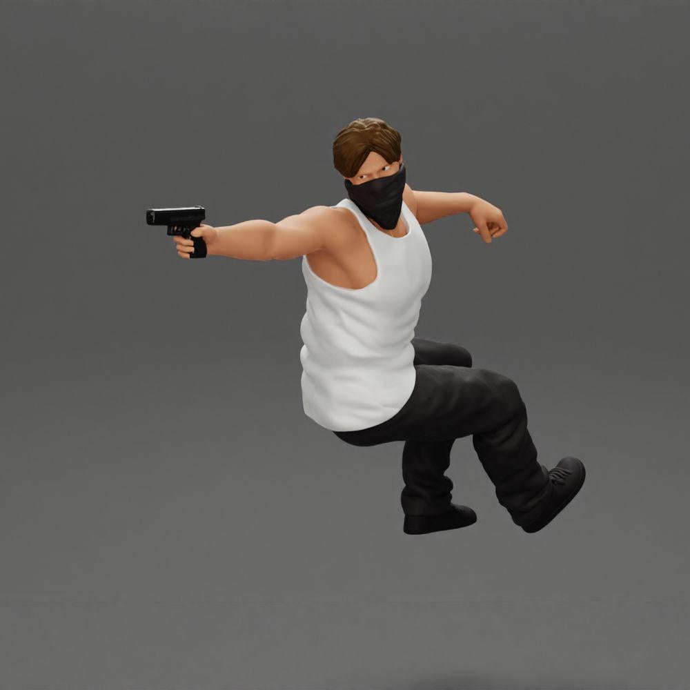 Imagem do produto de modelismo de diorama 1: Miniatura de diorama: Gangster mascarado sentado com pistola no carro (Ref Nr. A116)