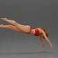 Diorama model building product photo 1: Diorama miniature: žena v červeném bikinách, elegantní potápěcí/skákací póza (Ref Nr. A137)