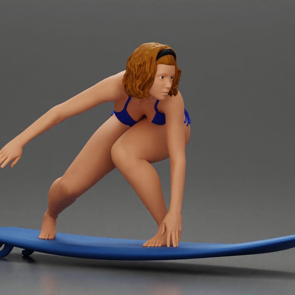 Imagem do produto de modelismo diorama 1: Miniatura de diorama: Surfista de joelhos em biquíni em prancha de surf, unidade (Ref Nr. A119)