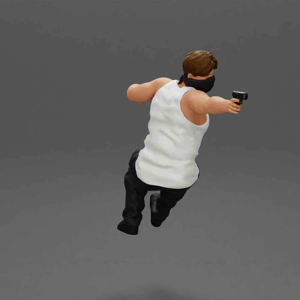 Diorama Modelismo Foto de Produto 2: Miniatura de Diorama: Gangster mascarado sentado com pistola no carro (Ref Nr. A116)