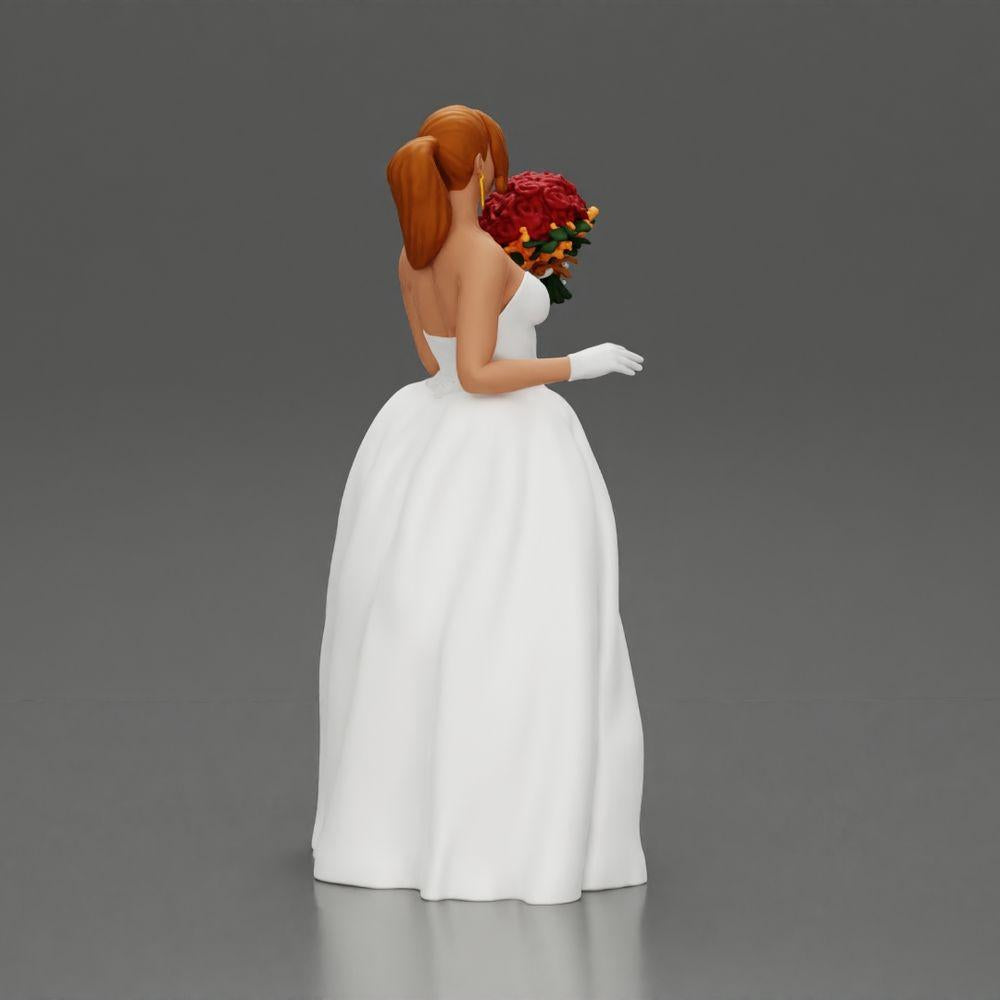 Diorama Modellismo Foto prodotto 3: Figura di diorama: Miniatura sposa in abito bianco lungo fino ai piedi con bouquet (Ref Nr. A132)