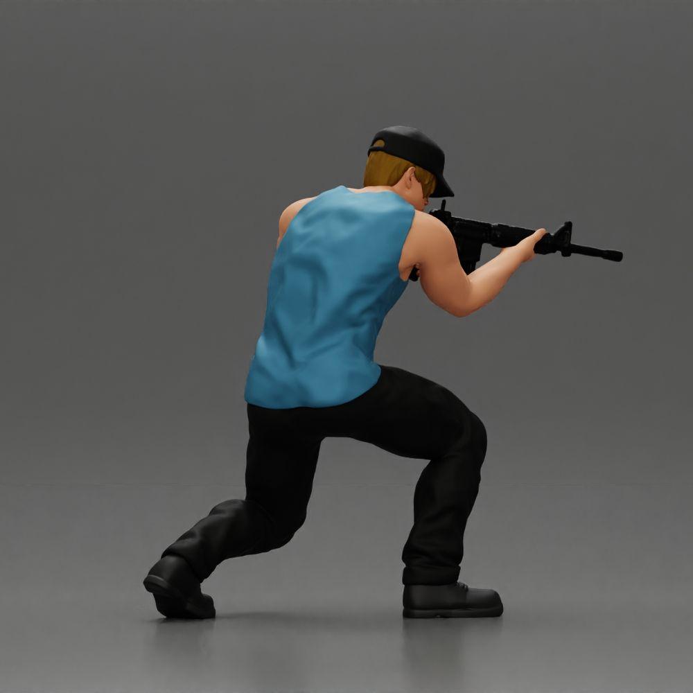 Diorama Modellbau Produktfoto 3: Diorama Figur: Kniende Miniaturfigur mit Gewehr - defensive Taktik-Pose für Diorama (Ref Nr. A140)