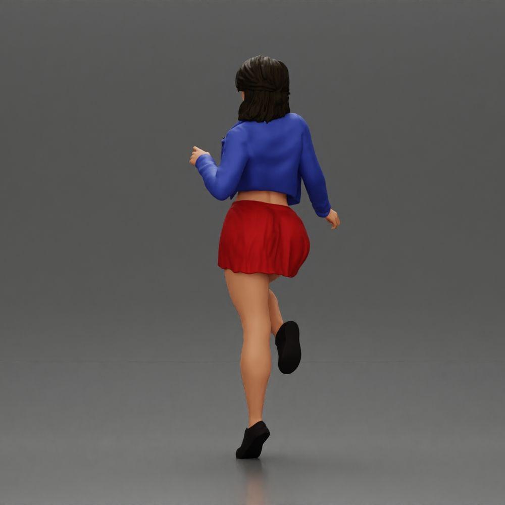 Diorama Modellbau Produktfoto 4: Miniatur: Selbstbewusste Frau in kurzer Jacke und Minirock, dynamische Pose (Ref Nr. A139)
