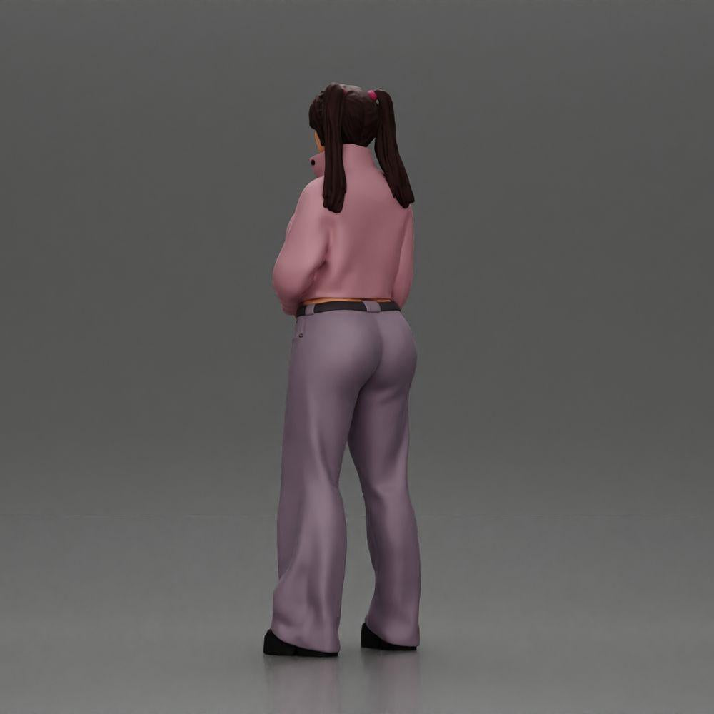 Diorama modelarstwo zdjęcie produktu 4: Diorama-miniatura: Chola dziewczyna z warkoczami, kurtka, top, pasek i dzwony (Ref Nr. A79)