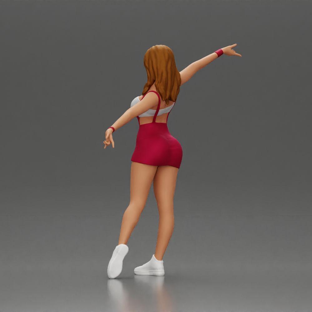 Diorama modelo de produto foto 4: figura de diorama: mulher dinâmica em roupa de desporto vermelha, pose em pé, ténis (Ref Nr. A124)