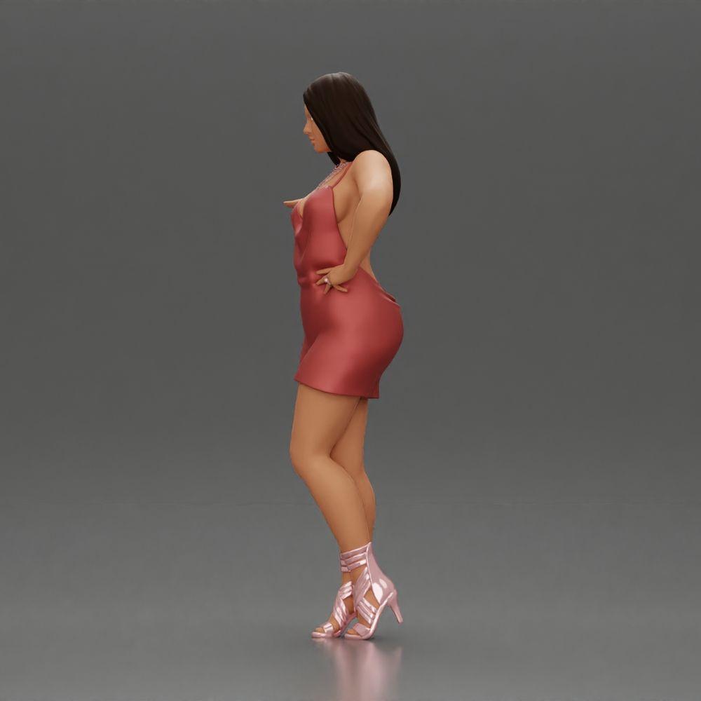 Foto do produto de modelismo de diorama 5: figura de diorama: mulher elegante em vestido curto, mão estendida, colar (Ref Nr. A118)