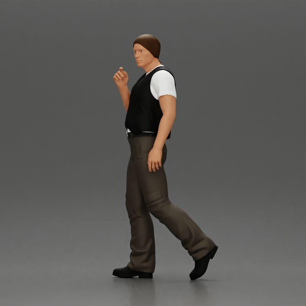 Διακοσμητικό μοντέλο φωτογραφία προϊόντος 5: Περπατώντας μινιατούρα, άνδρας με μαντήλι και γιλέκο για διακοσμητικό - λεπτομερές (Ref Nr. A65)