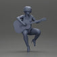 Modello diorama foto prodotto 6: Miniatura: Donna con capelli corti suona chitarra acustica collana, sandali a strap (Rif. Nr. A128)