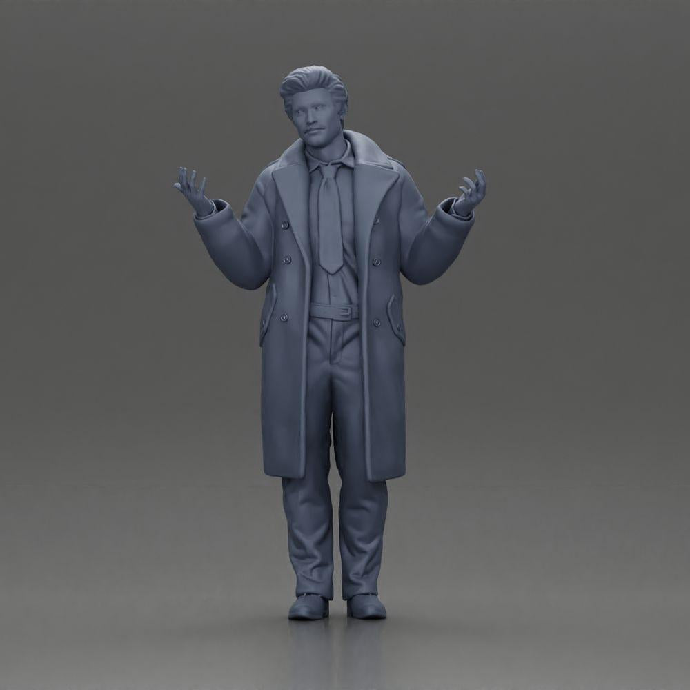 Imagem do produto de modelismo de diorama 6: Miniatura de diorama: Detetive policial em casaco, em pé com as mãos abertas (Ref Nr. A63)
