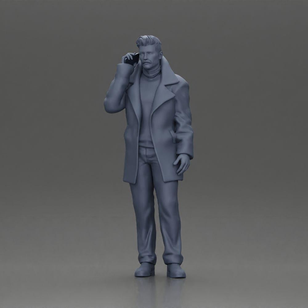 Foto de produto de modelismo de diorama 6: figura de diorama - homem turco com casaco e suéter de gola alta, ao telefone (Ref Nr. A78)