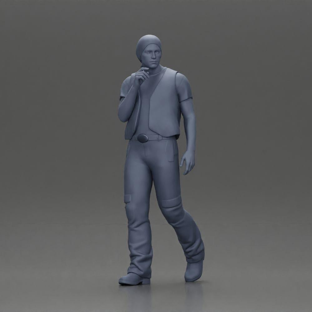 Διακοσμητικό μοντέλο φωτογραφία προϊόντος 6: Περπατώντας μινιατούρα, άνδρας με μαντήλι και γιλέκο για διακοσμητικά - λεπτομερές (Ref Nr. A65)