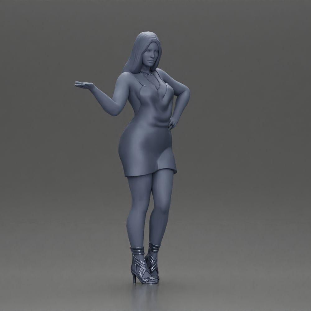 Diorama Modelismo Foto do Produto 7: Figura de diorama: mulher elegante em vestido curto, mão estendida, colar (Ref Nr. A118)