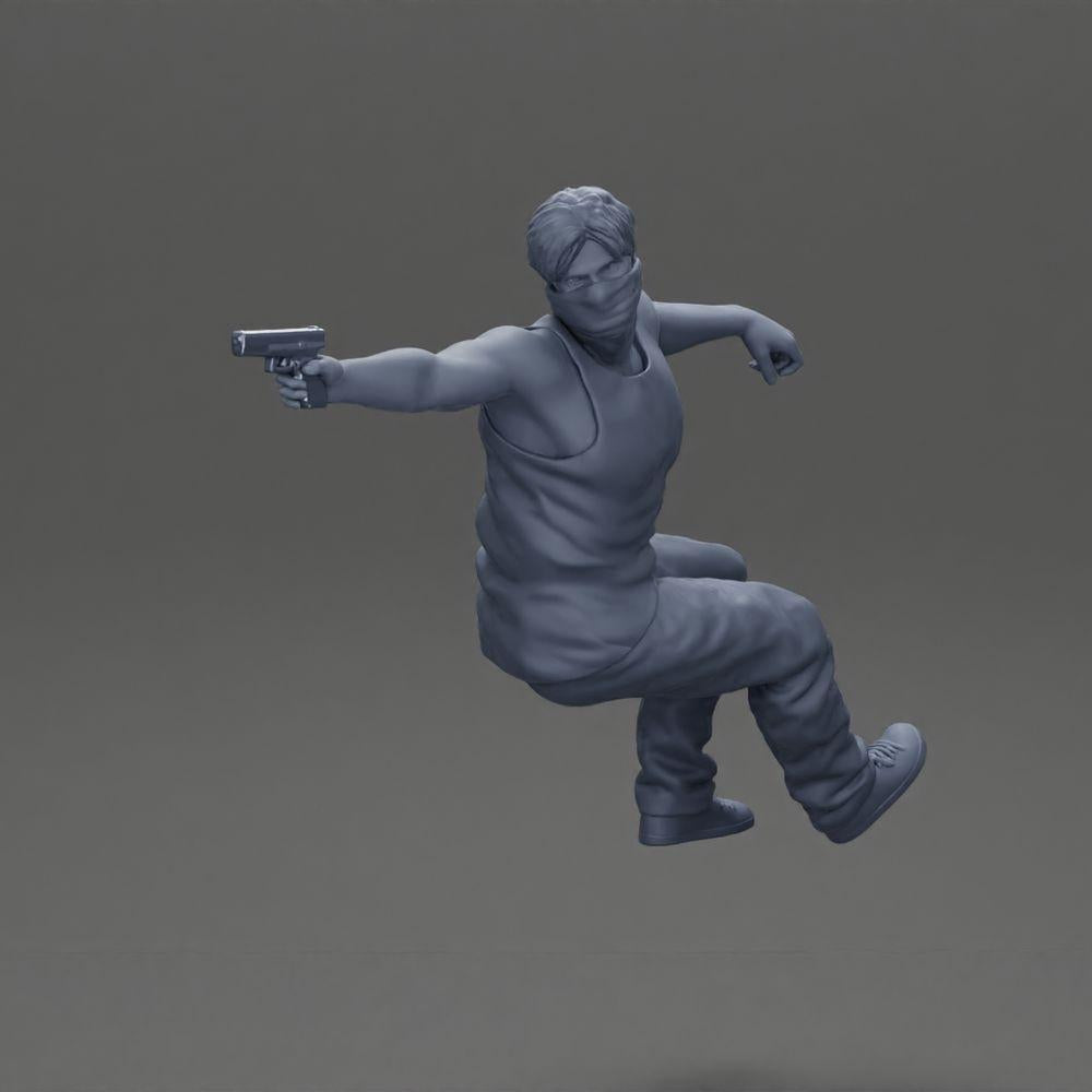 Diorama Modelismo Foto de Produto 7: Miniatura de Diorama: Gangster mascarado sentado com pistola no carro (Ref Nr. A116)