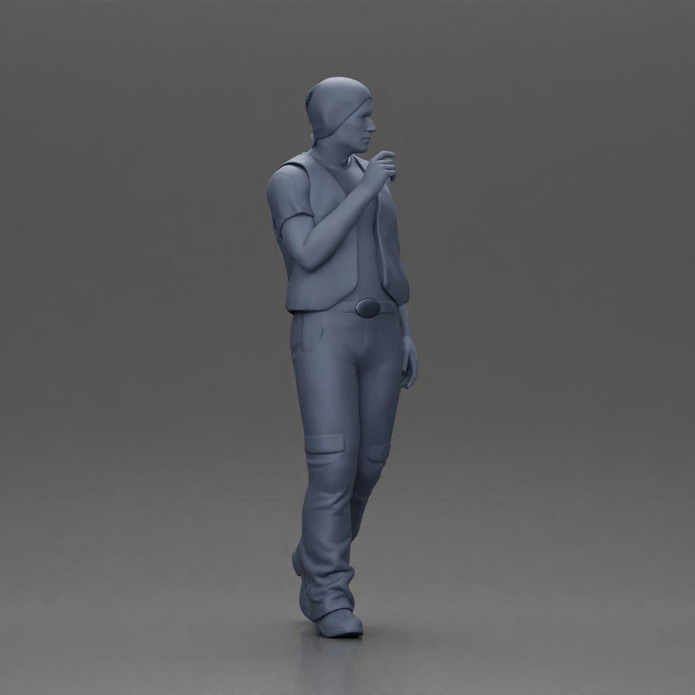 Διακοσμητικό μοντέλο προϊόντος 7: Περπατώντας μινιατούρα, άνδρας με μαντήλι και γιλέκο για διακοσμητικά - λεπτομερές (Ref Nr. A65)