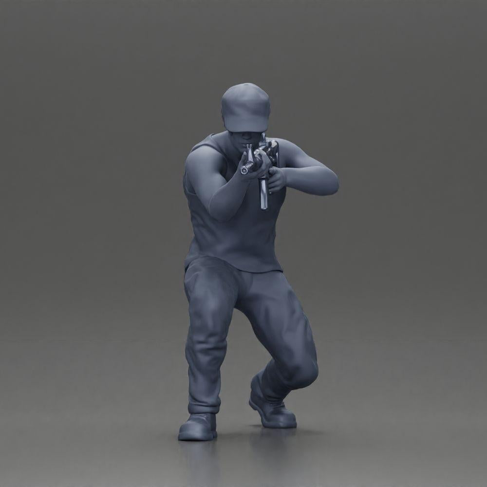 Diorama Modellbau Produktfoto 7: Diorama Figur: Kniende Miniaturfigur mit Gewehr - defensive Taktik-Pose für Diorama (Ref Nr. A140)