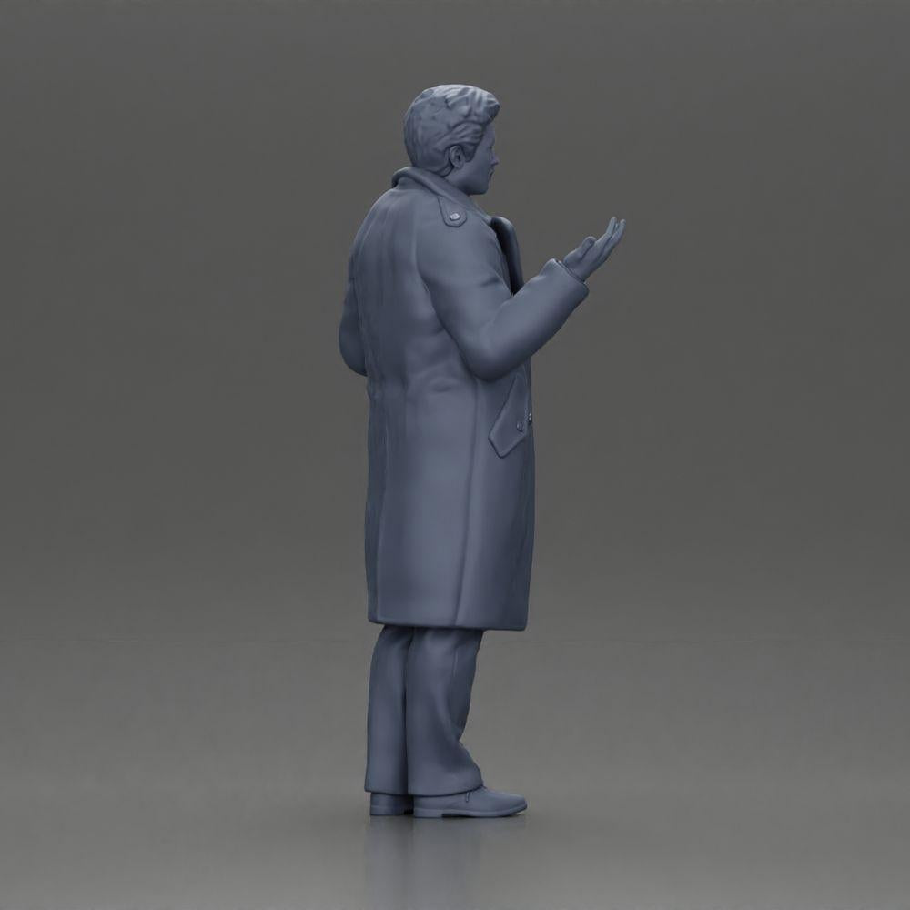 Diorama Modelagem Foto do Produto 8: Miniatura de Diorama: Detetive Policial em Casaco, em pé com as mãos abertas (Ref Nr. A63)