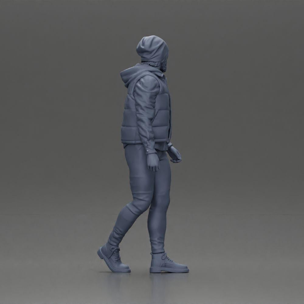 Diorama modelmaking product photo 8: Diorama figure: Bearded man in winter clothing, walking - Diorama miniature (Ref No. A129)