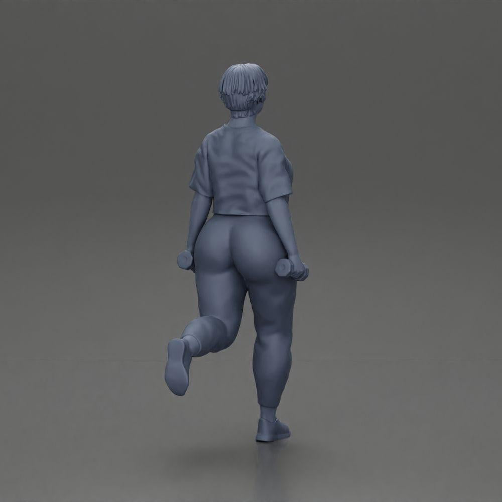 Imagem do produto de modelismo de diorama 8: figura de diorama: mulher forte em traje de fitness, exercício de uma perna com halteres (Ref Nr. A105)