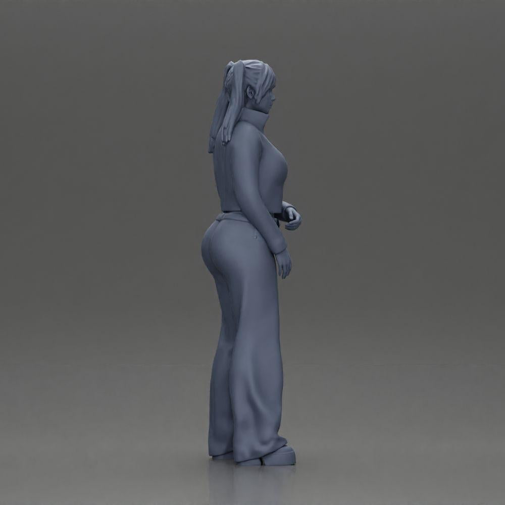 Diorama modelarstwa produktowe zdjęcie 8: Diorama-miniatura: Chola dziewczyna z warkoczami, kurtką, topem, paskiem i dzwonami (Ref Nr. A79)