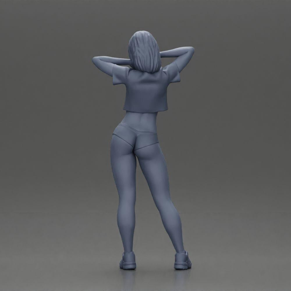 Diorama Modelismo Foto do Produto 9: Miniatura de Diorama: Figura Feminina em Biquíni, Camiseta Curta & Faixa de Cabelo, Posando (Ref Nr. A97)