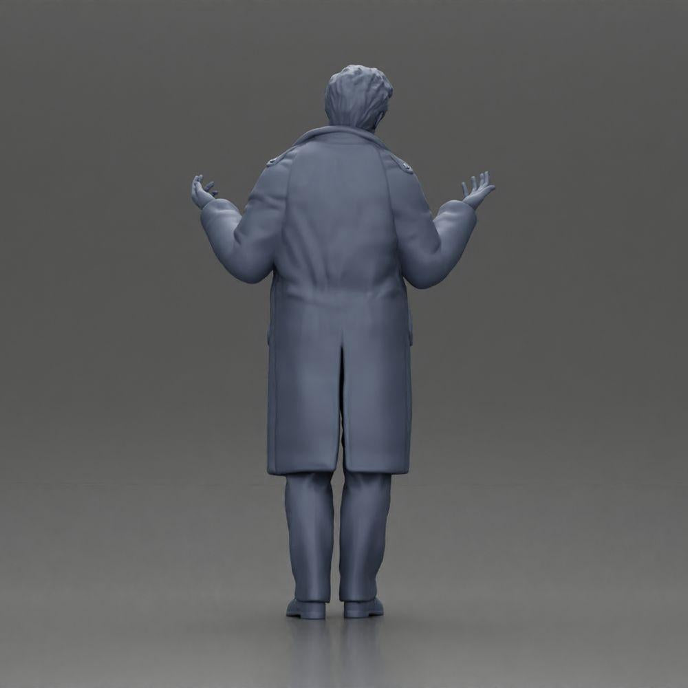 Foto do produto de modelismo de diorama 9: Miniatura de diorama: Detetive policial em casaco, de pé com as mãos abertas (Ref Nr. A63)