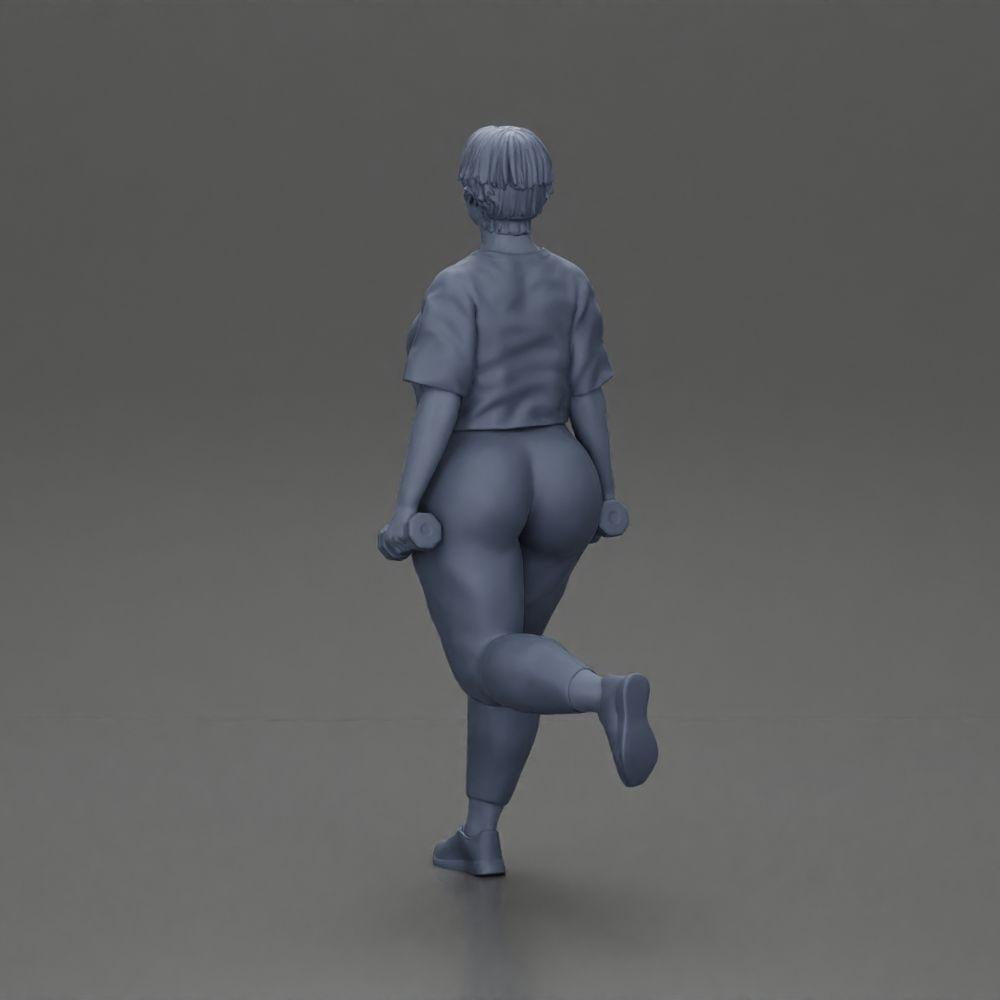 Diorama Modelismo Foto de Produto 9: Figura de diorama: mulher forte em roupa de fitness, exercício unipodal com halteres (Ref Nr. A105)