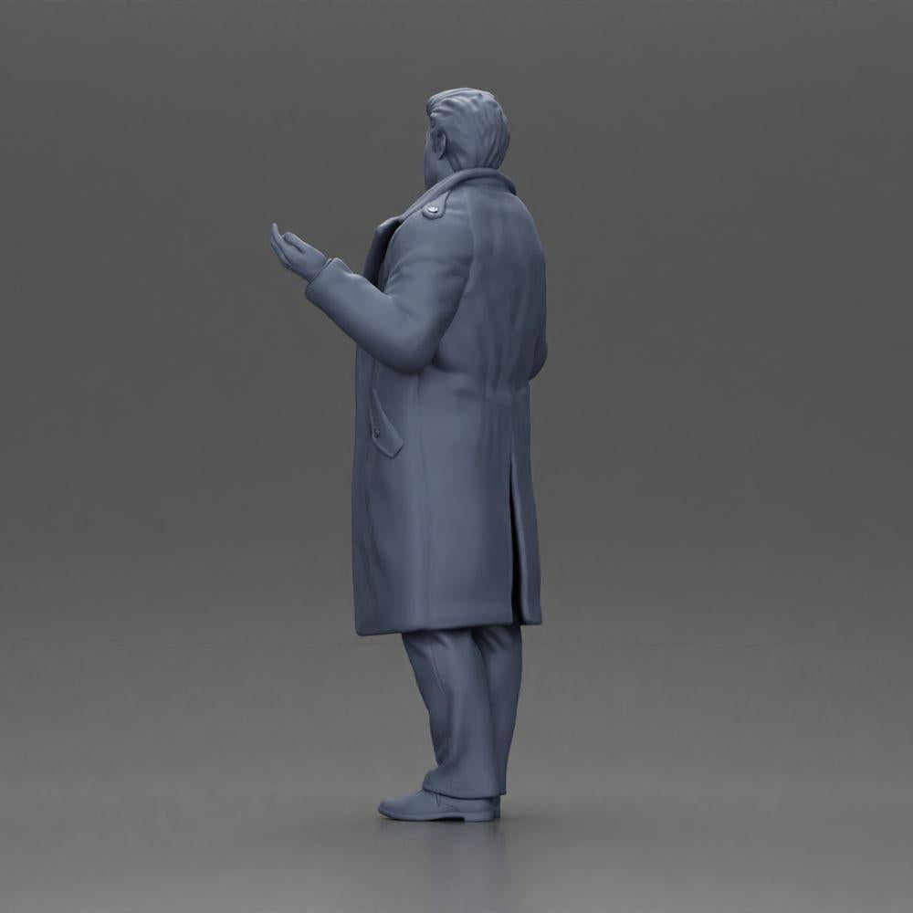 Diorama Modelismo Foto do Produto 10: Miniatura de Diorama: Detetive Policial de Casaco, em pé com as mãos abertas (Ref Nr. A63)