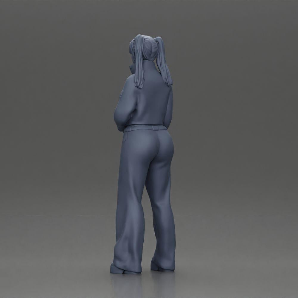 Diorama modelarstwo zdjęcie produktu 10: Diorama-miniatura: Chola dziewczyna z warkoczami, kurtką, topem, paskiem i dzwonami (Ref Nr. A79)