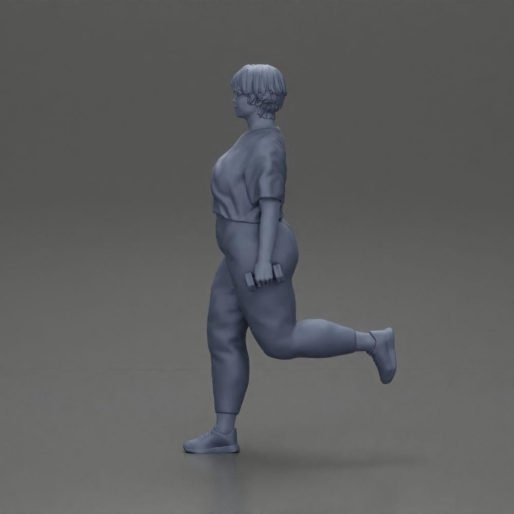 Diorama Modelismo Foto de Produto 10: Figura de diorama: mulher forte em traje de fitness, exercício unipodal com halteres (Ref Nr. A105)