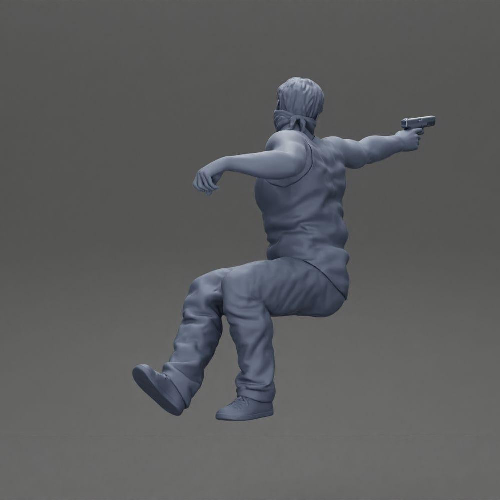 Diorama Modelismo Foto do Produto 10: Miniatura de Diorama: Gangster mascarado sentado com pistola no carro (Ref Nr. A116)