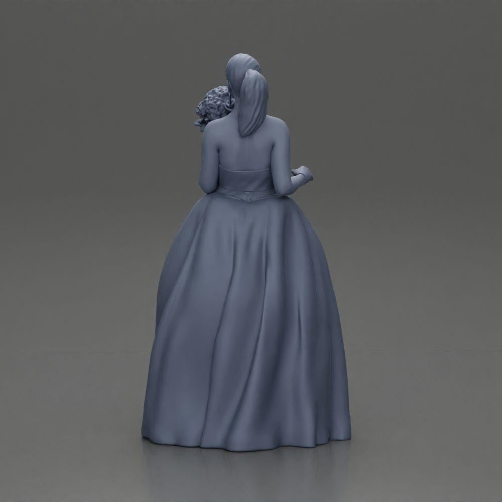 Diorama Modellismo Foto prodotto 7: Figura di diorama: Miniatura sposa in abito bianco lungo fino ai piedi con bouquet (Ref Nr. A132)