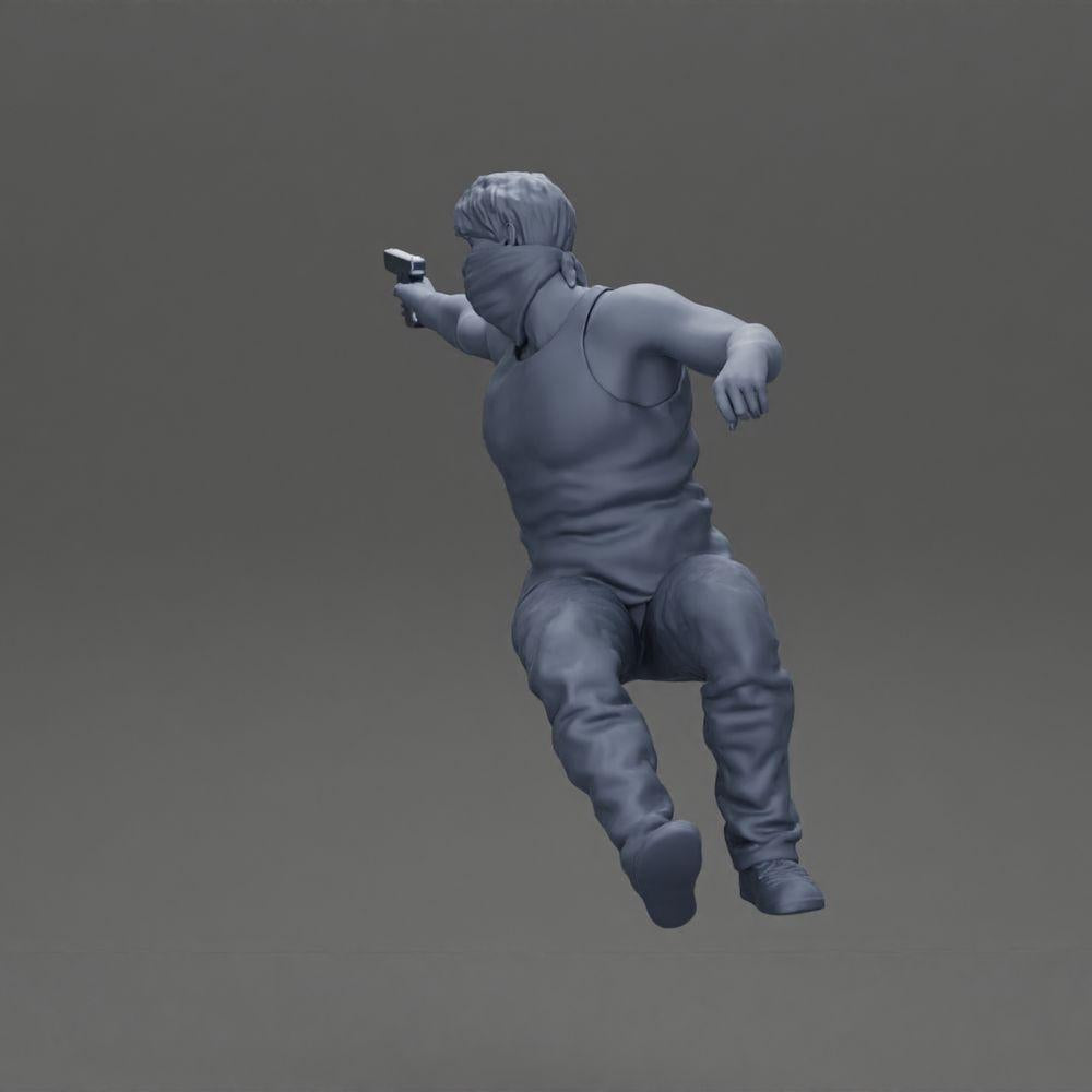 Diorama Modelismo Foto de Produto 11: Miniatura de Diorama: Gangster mascarado sentado com pistola no carro (Ref Nr. A116)