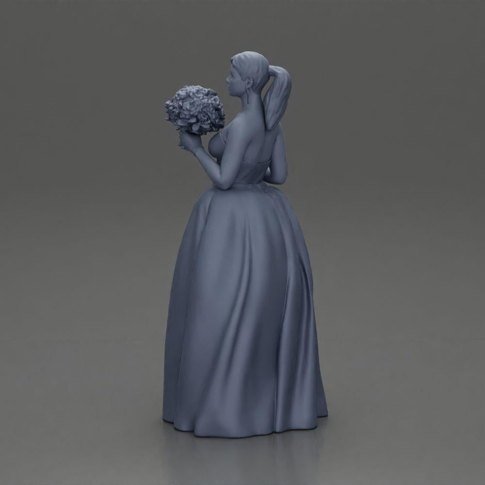 Diorama Modellismo Foto prodotto 8: Figura di diorama: Miniatura sposa in abito bianco lungo fino ai piedi con bouquet (Ref Nr. A132)