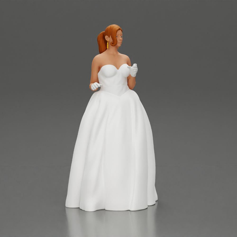 Diorama Modellismo Foto prodotto 10: Figura di diorama: Miniatura sposa in abito bianco lungo fino ai piedi con bouquet (Rif Nr. A132)