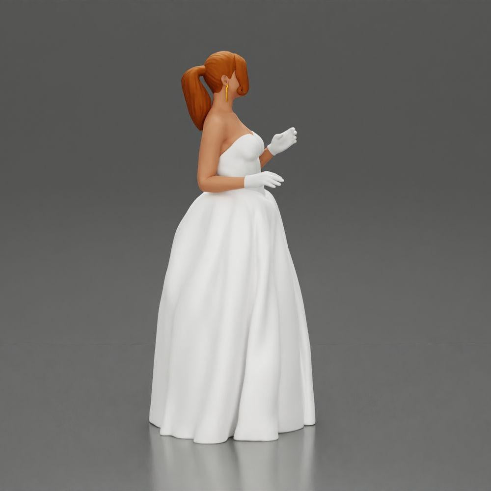 Diorama Modellbau Produktfoto 11: Diorama Figur: Miniatur-Braut in bodenlangem weißen Kleid mit Blumenstrauß (Ref Nr. A132)