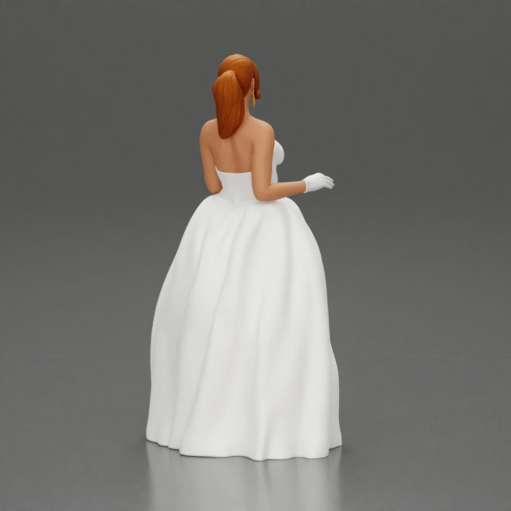 Diorama Modellbau Produktfoto 12: Diorama Figur: Miniatur-Braut in bodenlangem weißen Kleid mit Blumenstrauß (Ref Nr. A132)
